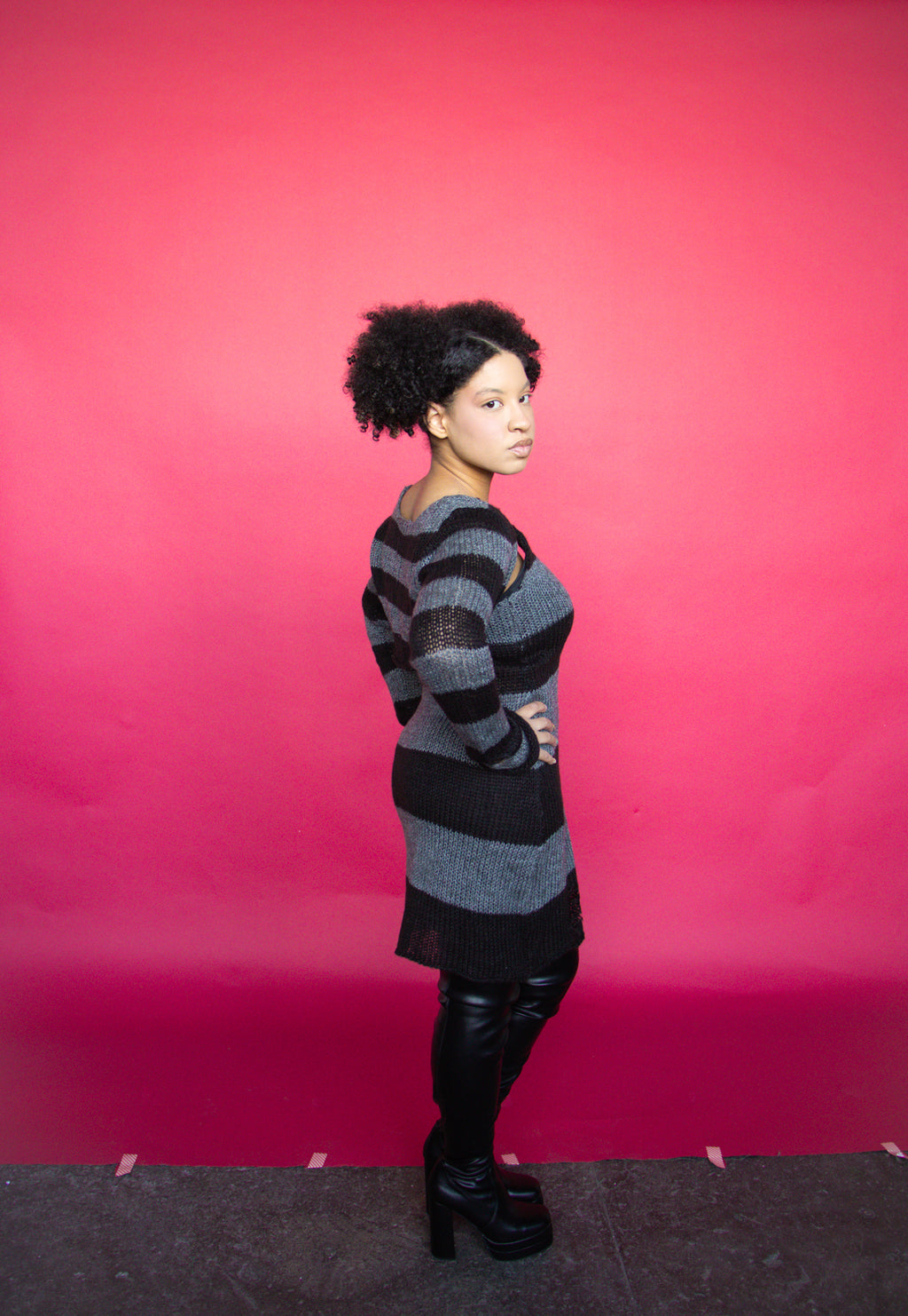 Stripped Sweater Dress Set