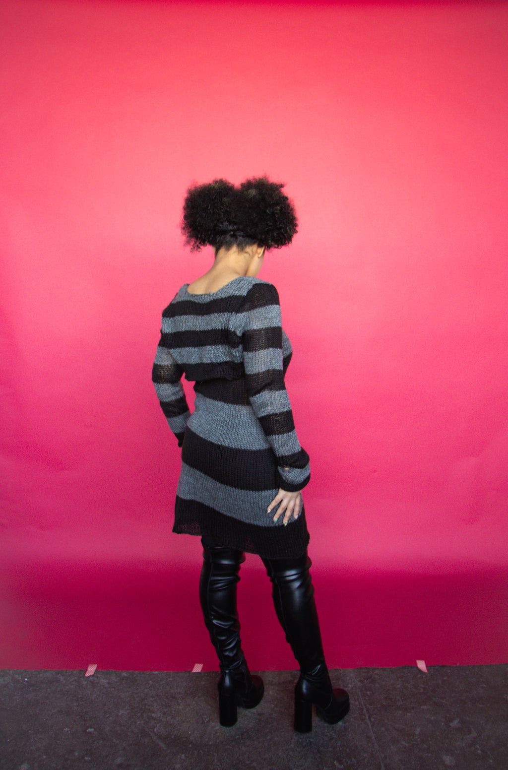 Stripped Sweater Dress Set