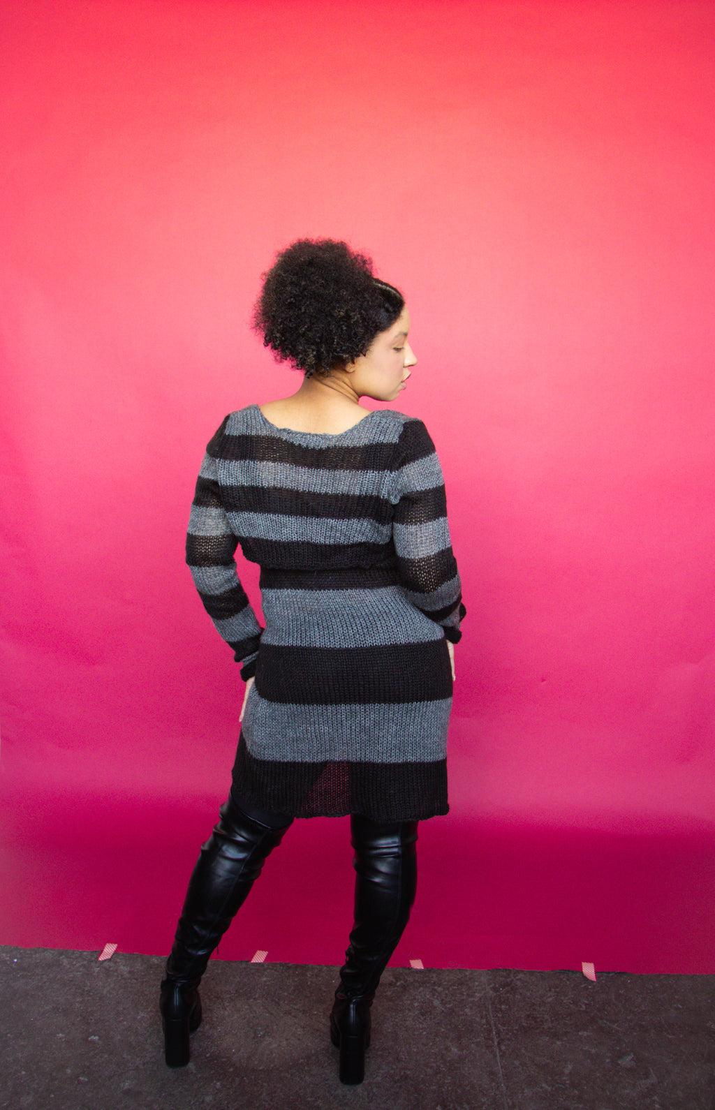 Stripped Sweater Dress Set