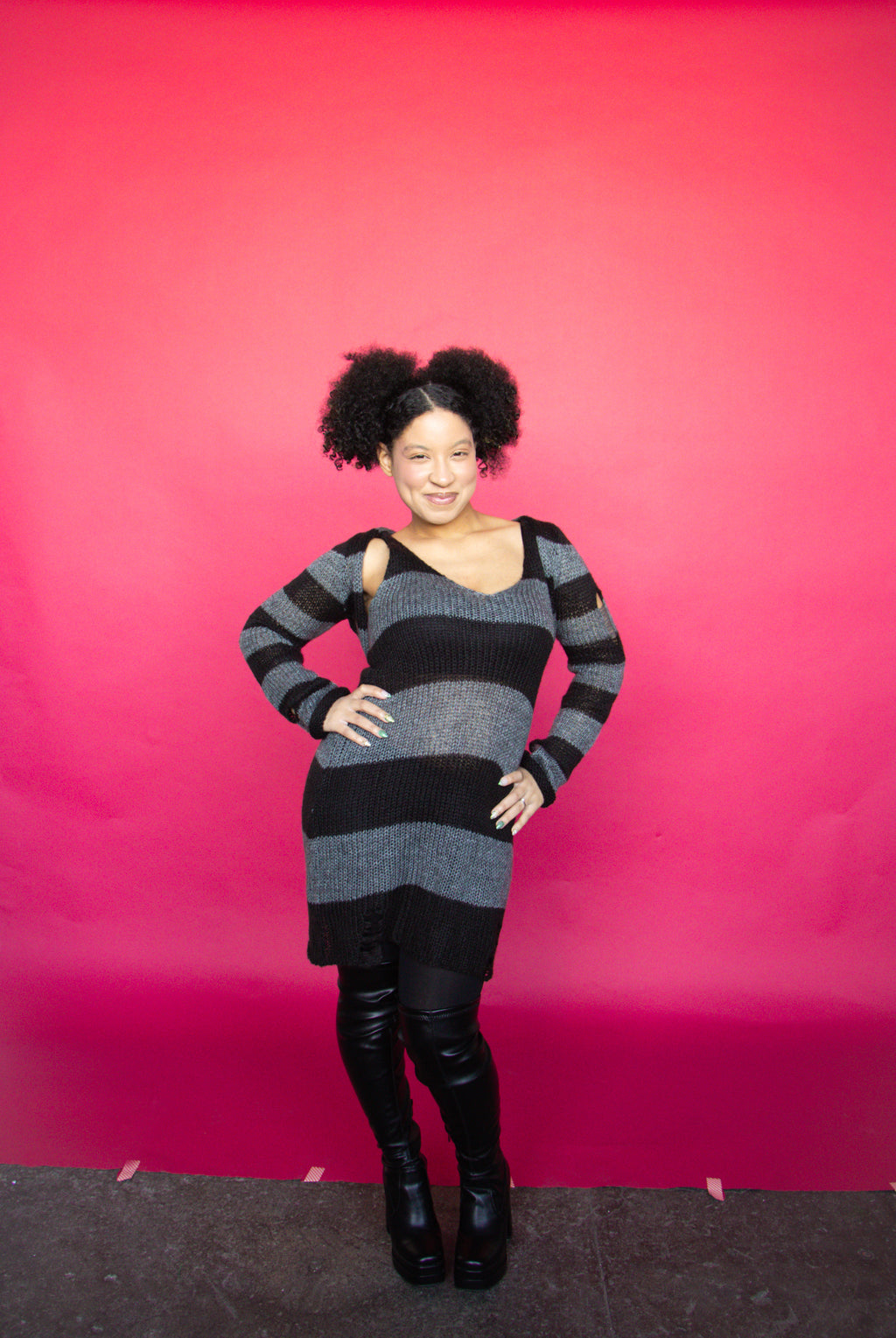 Stripped Sweater Dress Set