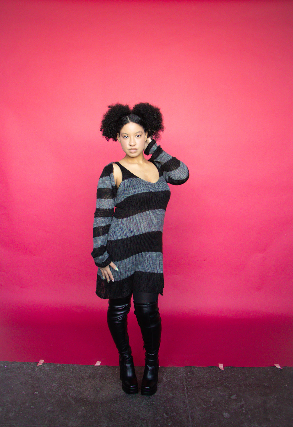 Stripped Sweater Dress Set