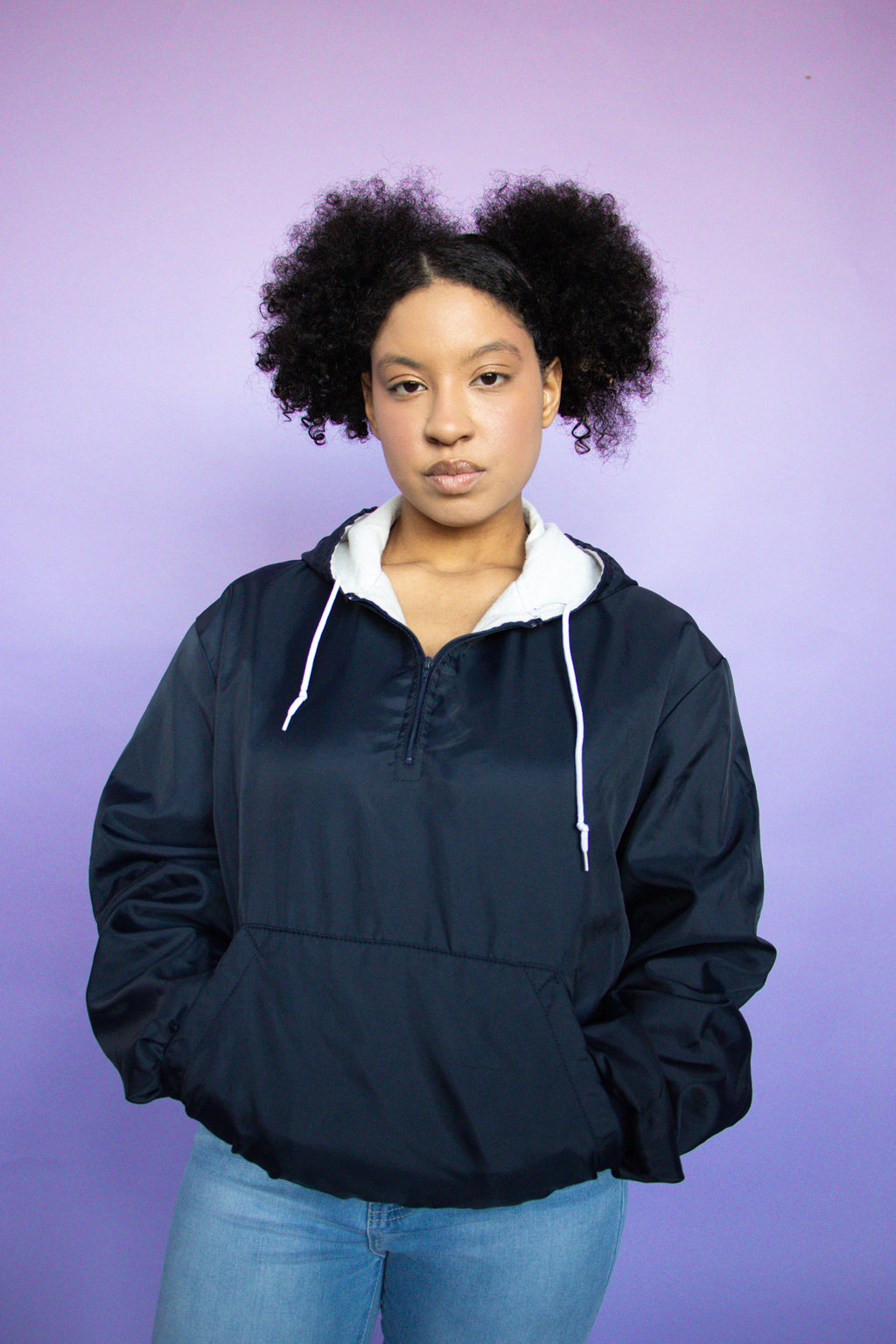 Navy 3/4 Zip Windbreaker