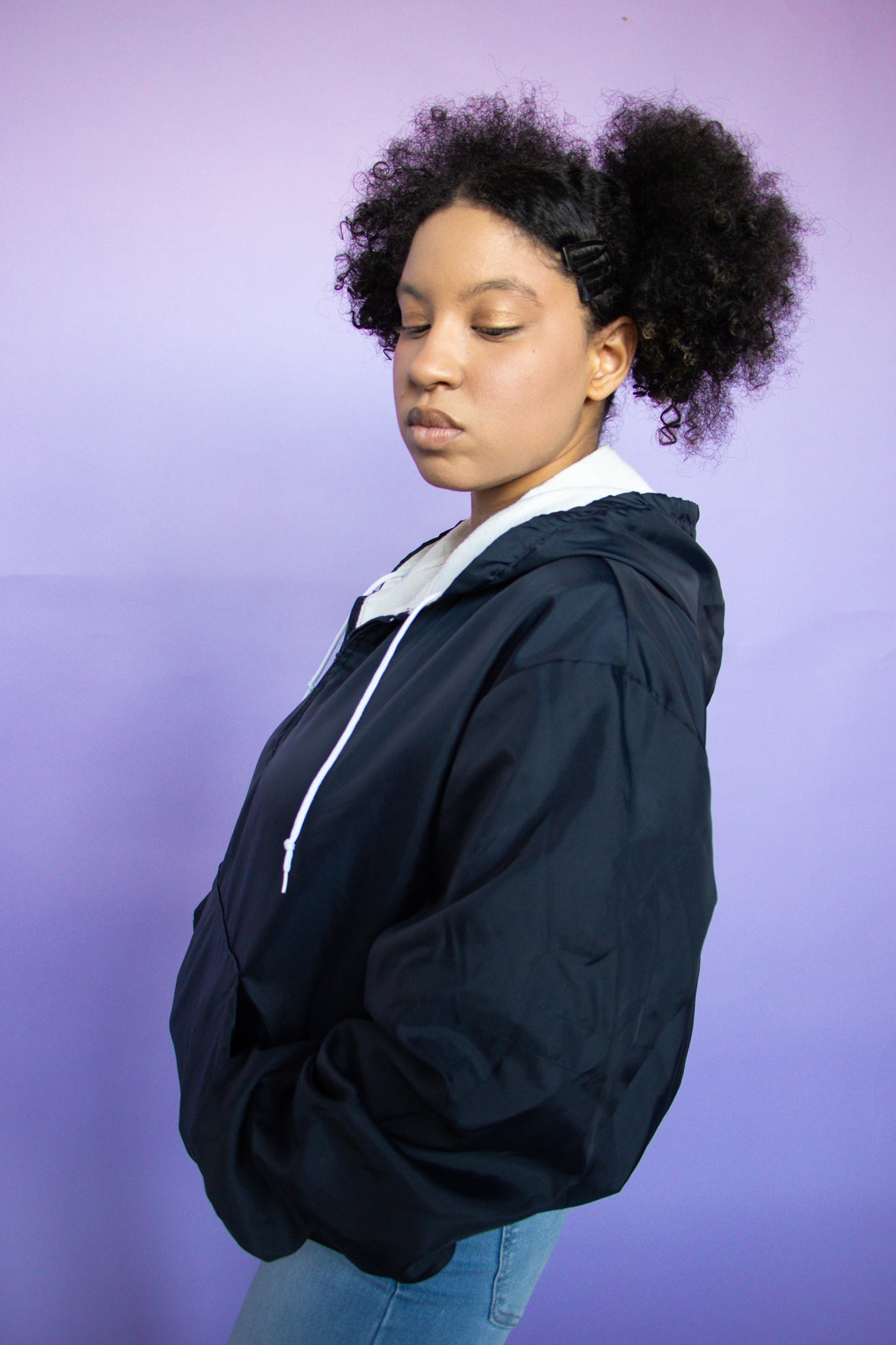 Navy 3/4 Zip Windbreaker