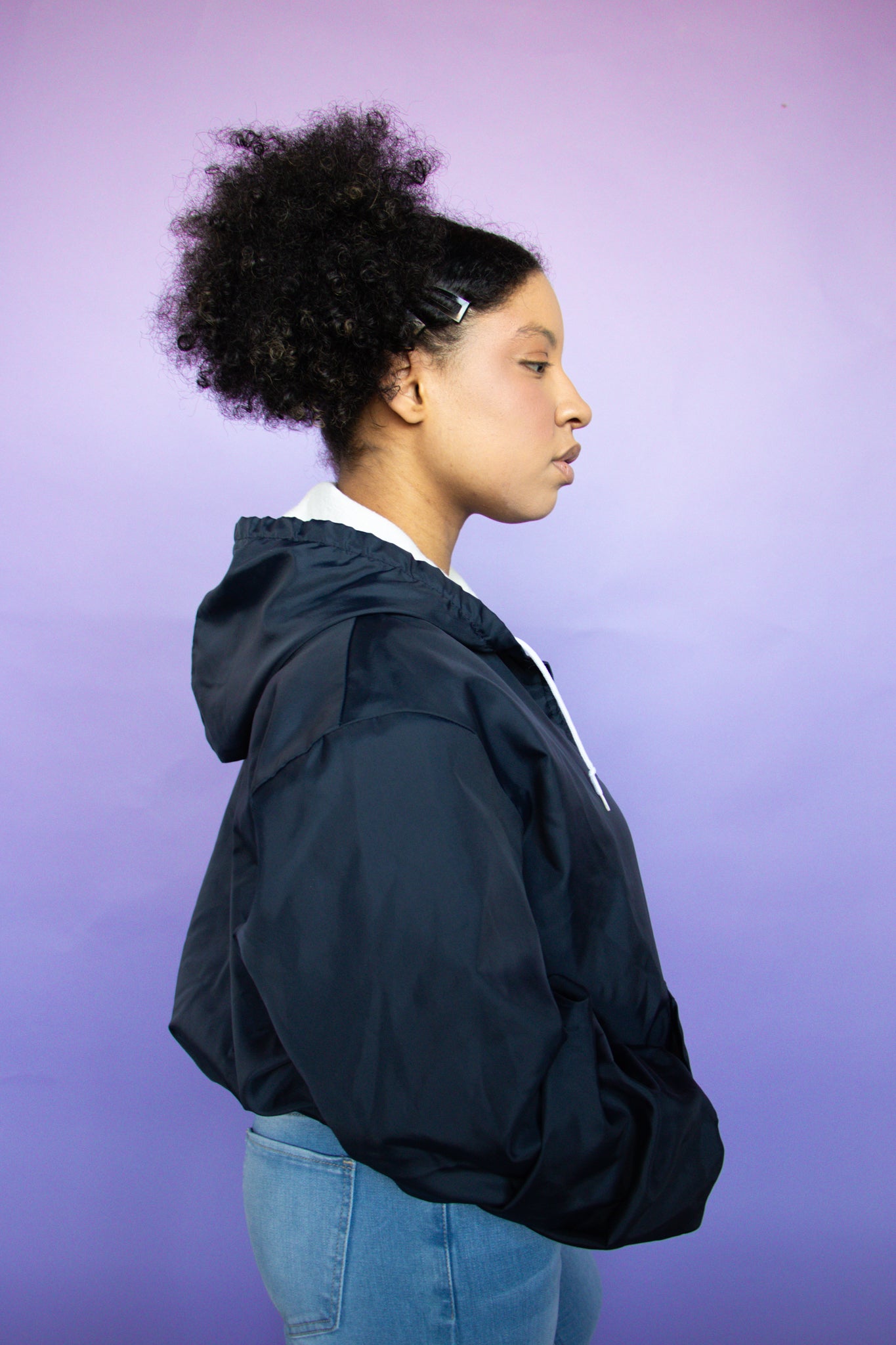 Navy 3/4 Zip Windbreaker