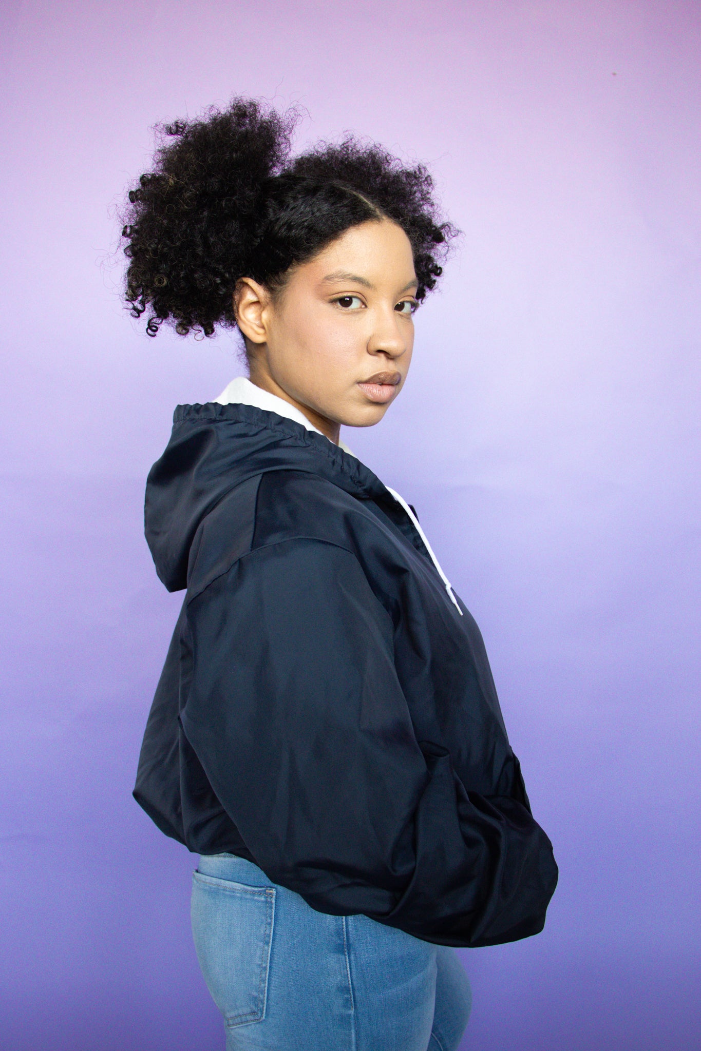 Navy 3/4 Zip Windbreaker